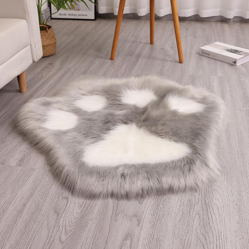1pcs Home Living Room Bedroom Plush Cat Paw Rug Machine Washable Sofa Floor Mat Soft Furry Animal Paw Carpet 70x59cm