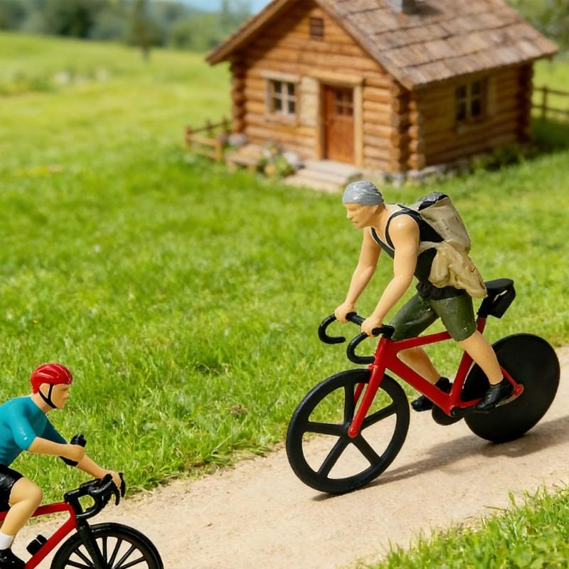 1:64 Cycling Statue Miniature Craft Cycling Scene Miniatures Resin Texture Suitable for Desktop Decorating and Present