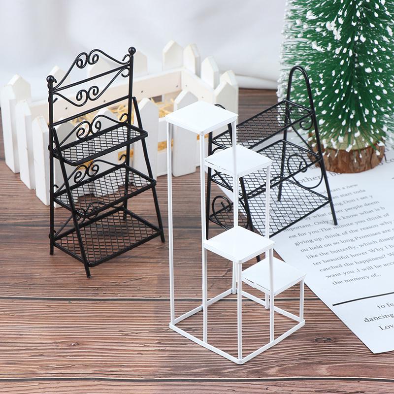 1/12 Dollhouse Miniature Rack Iron Shelf Flower Stand Decoration Accessories Handmade Playthings Present Children-Friendly