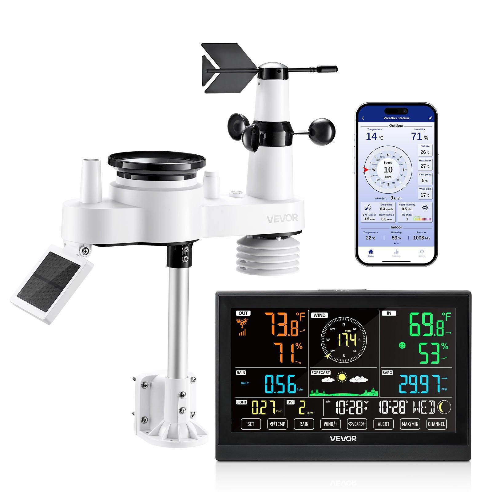 VEVOR 7-in-1 Wi-Fi Weather Station with