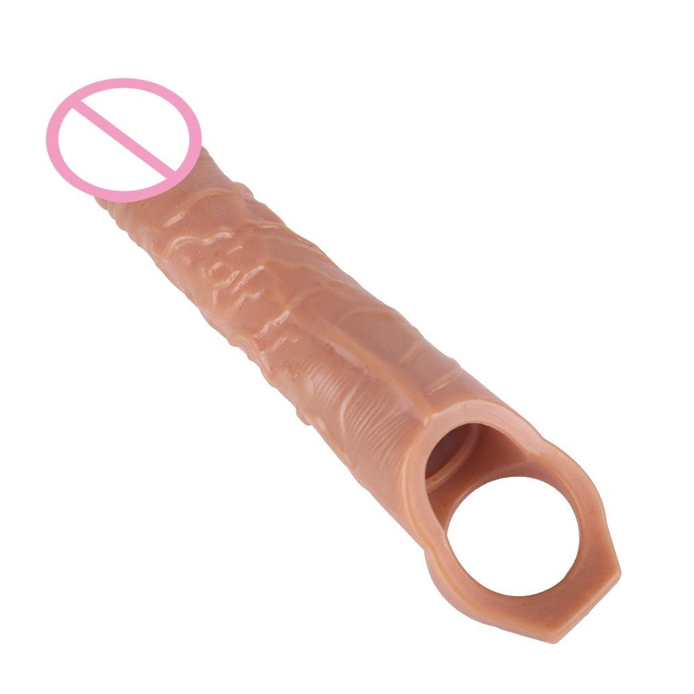 Simulation Penis Sets No. plus-Sized Barbed Exotic Condom Sex Toys Vibrating Penis Silicone Crystal Cover