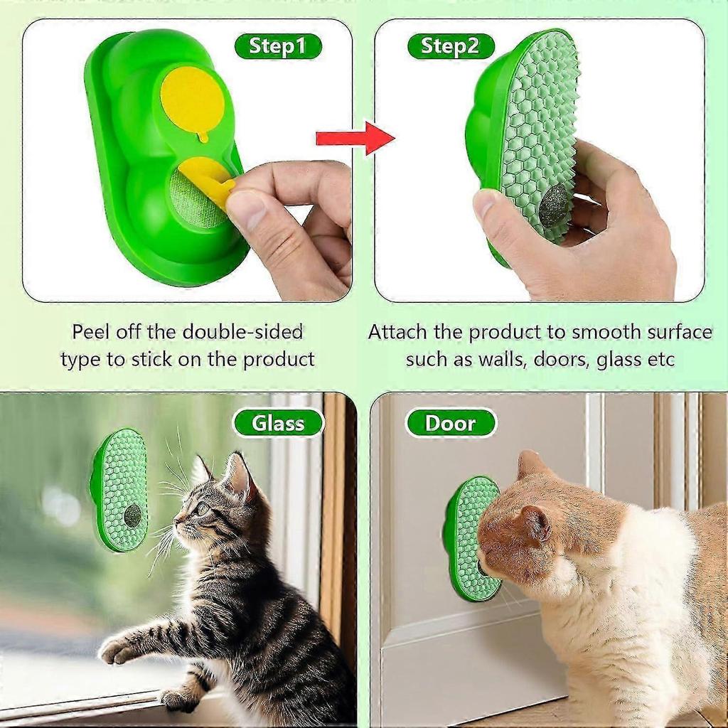 Catnip Comb, Self-Massaging Cat Brush with Catnip Ball, Wall-Mounted Corner Cat Scratching Comb, Self-Massaging Brush for Indoor Cats
