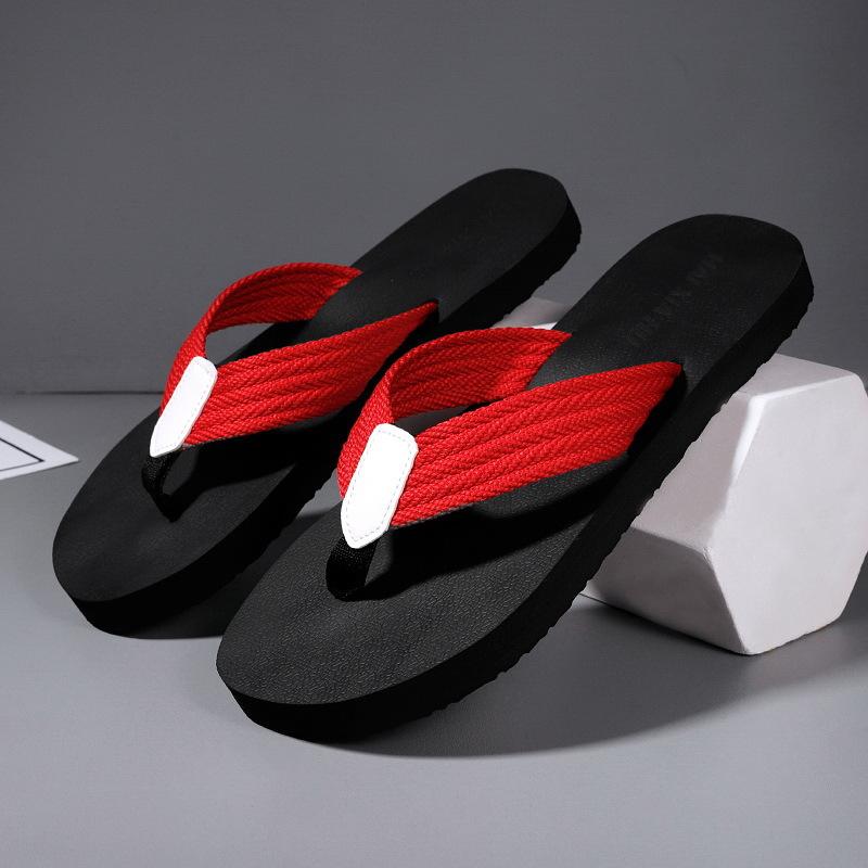 

Мужские тапочки лето 2025 года с мягкой подошвой трендовые сандалии сандалии пляжная обувь новые льняные шлепанцы повседневные нескользящие 39 красный