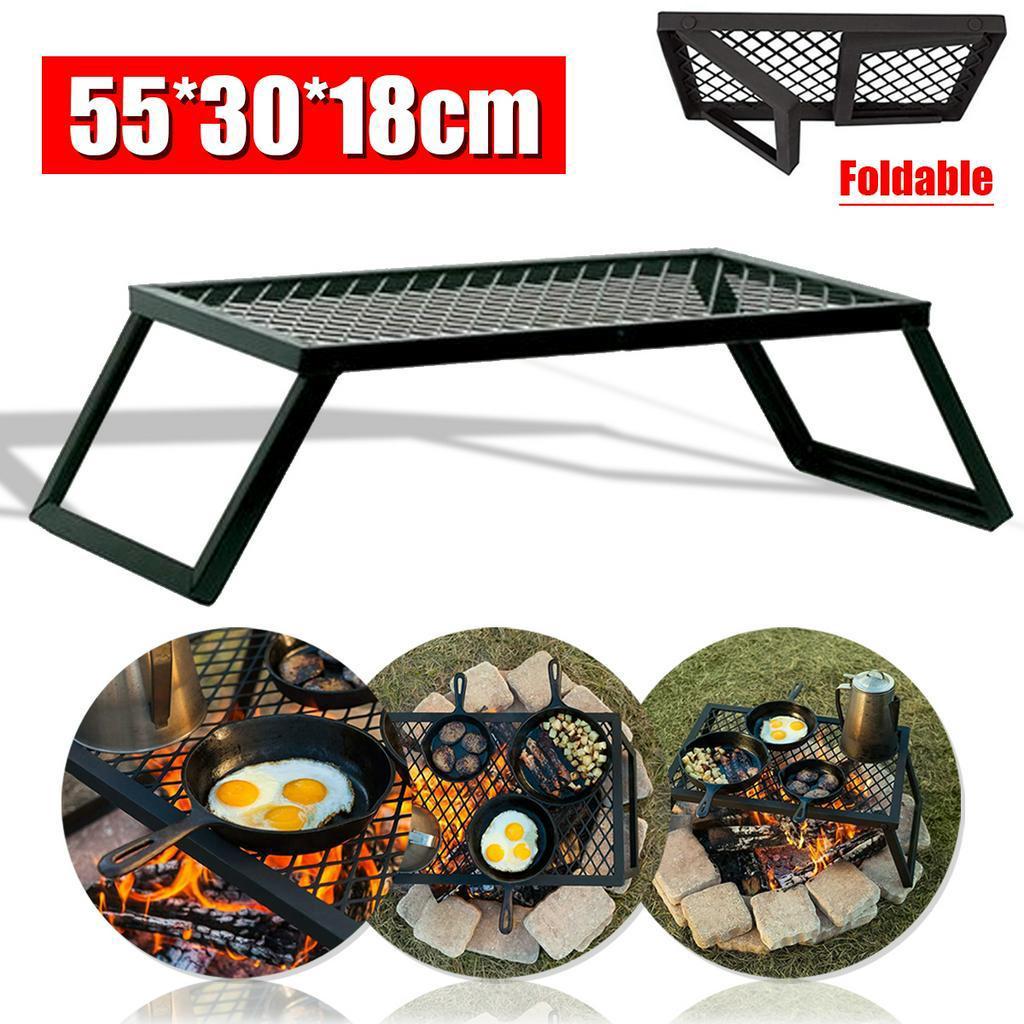 Portable Foldable Table Foldable Steel Outdoor Steel BBQ Grill Folding Campfire Grill Grate For Cooking Rack Camping Barbecue Accessories Camping