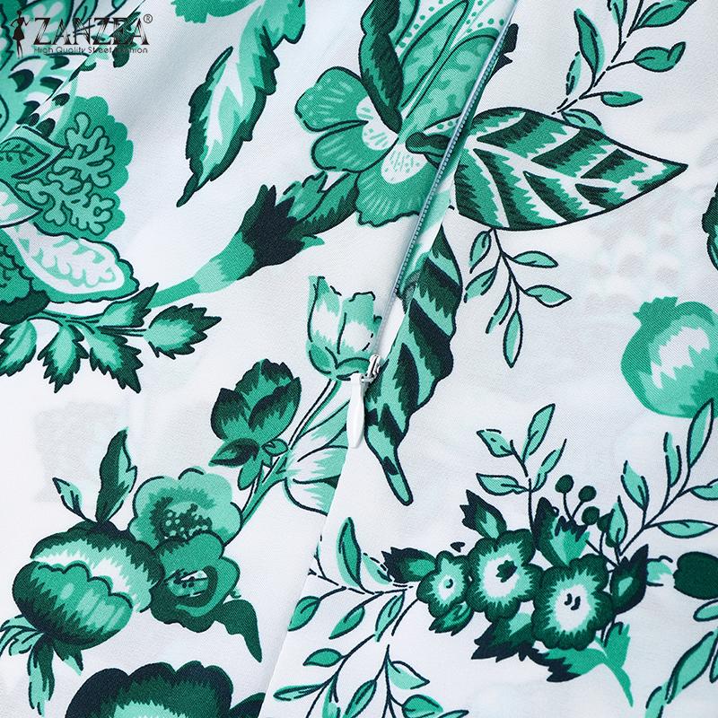 ZANZEA Women Summer Bohemian Print Casual V-Neck Sleeveless Straps Dress