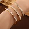 ZAKOL Three Pieces Copper Stainless Steel Stackable Bracelet Bangles for Women Shiny Geometric Zircon Wedding Party Zircon