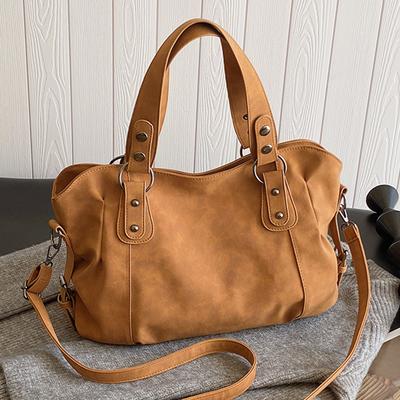 Retro Women's PU Handbag, Minimalist Tote Bag, Large Capacity Crossbody Bag, Fashionable Large Capacity Daily Handbag Retro