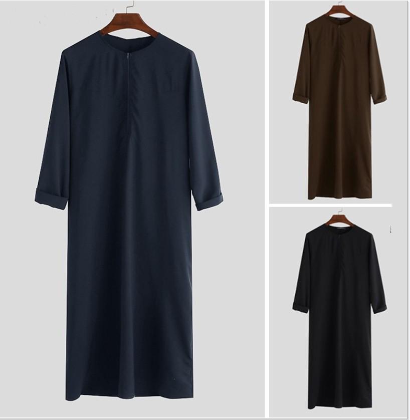 2026 Men's Loose Zipper Robe: Middle Eastern Arab and Malaysian Style