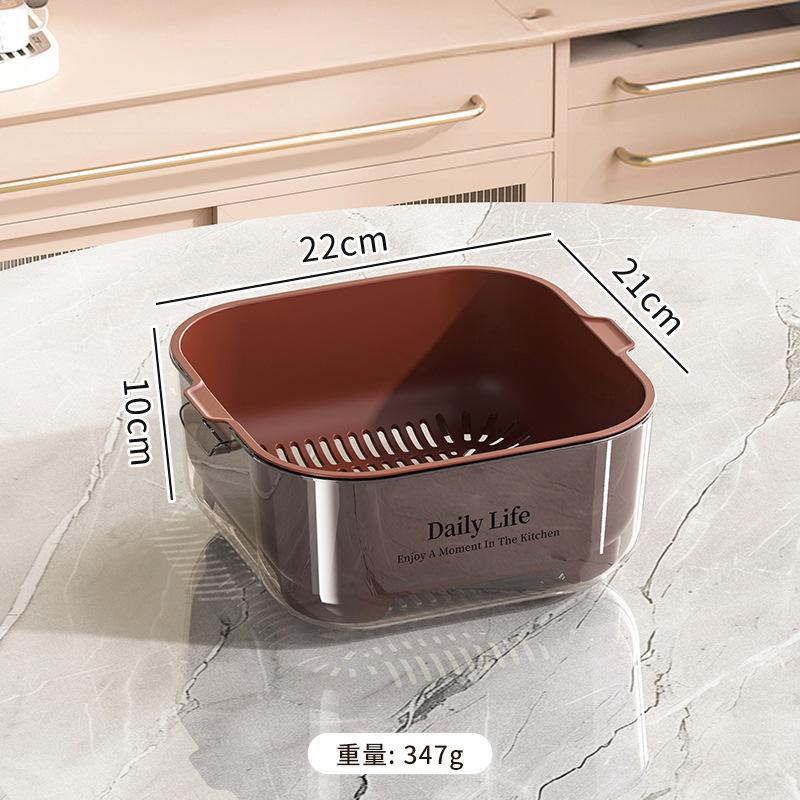 Kitchen Double-layer Drain Basket, Vegetable Washing Basin, Drain Basket, Large Capacity for Kitchen Use