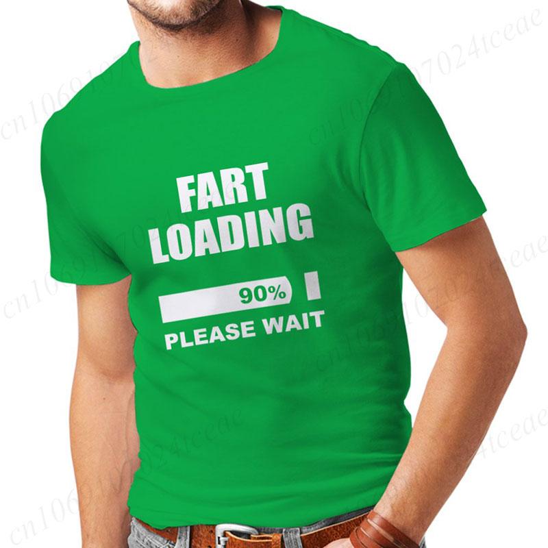 Men's T-shirt Fart Loading Please Wait Print Tshirts Dad Joker T-shirt Clothes Oversized Man Clothes Funny Gag Hilarious Gift