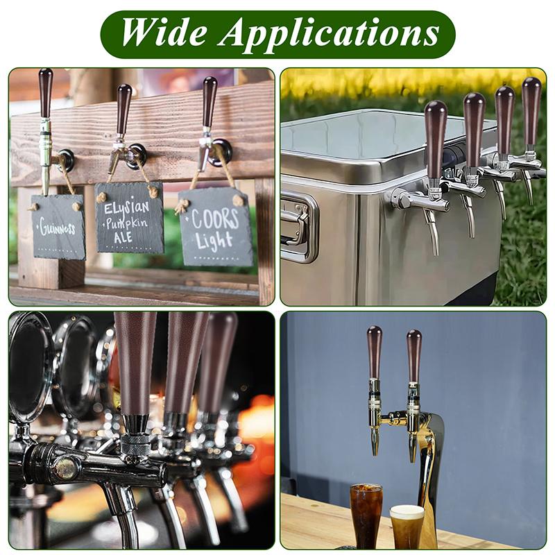 3 PCS Beechwood Tap Handle for Beer,3/8" Thread Dark Brown Beer/Coffee Faucet Handle,Medieval Classical Aesthetics Comfort Grip