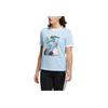 Adidas Neo Cartoon Character Print Letter Pattern Spliced Round Neck Short Sleeve T-Shirt Women T-Shirt Blue HF7264