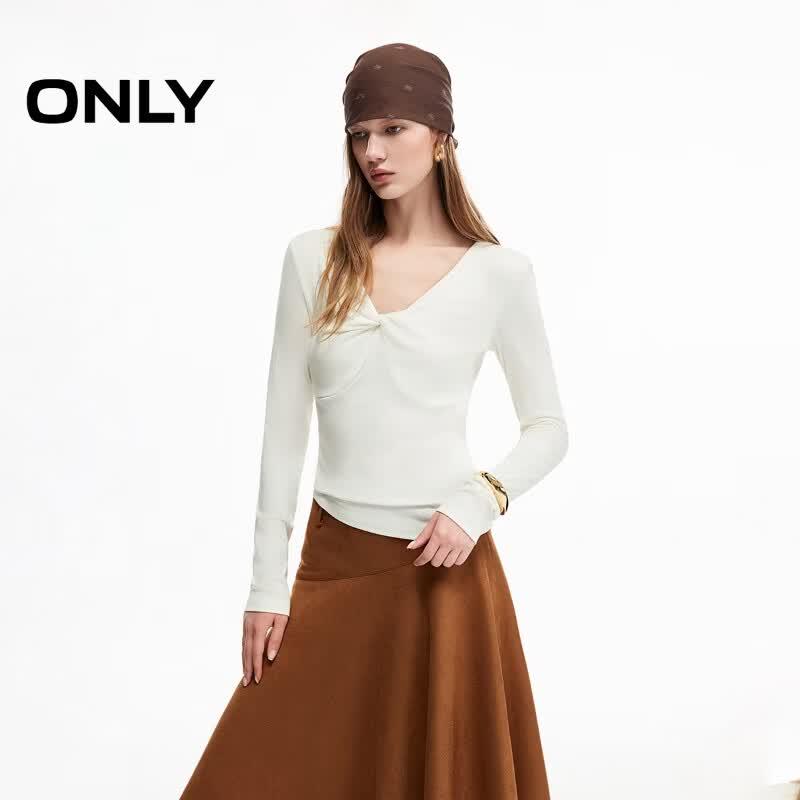 ONLY Women s Twist Cutout Long Sleeve T-Shirt S