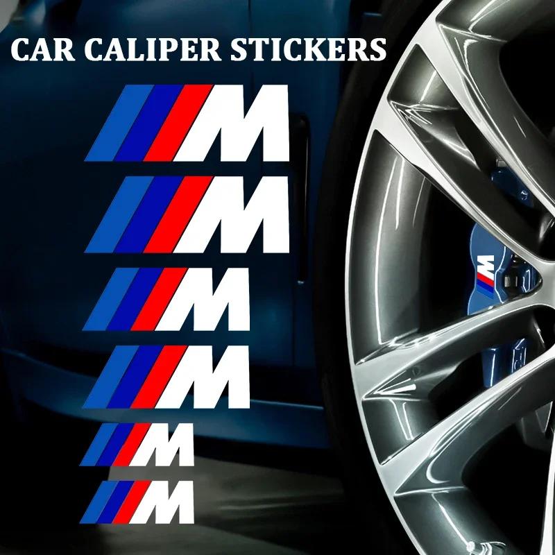 6PCS Car Brake Decorative Stickers Wheel Hub Styling Decals Accessories For BMW M X1 X3 X5 X6 X7 E30 E90 M3 E84 E83 F25 E91 E60