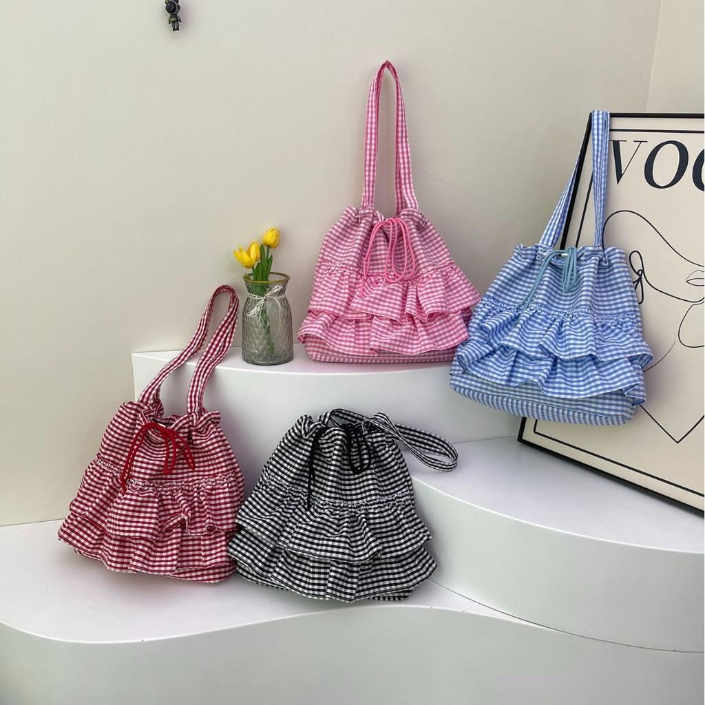 Retro Color Solid Grid Canvas Stylish Bag Stitch Details Everyday Use Travel