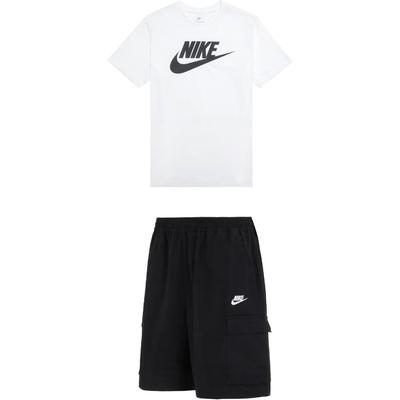 T-Shirt mit Logo-Print, Rundhalsausschnitt, kurzen Ärmeln und Fünf-Punkt-Shorts, lässiges Sportset für Herren, Sets AR5005-101+FB1247-010