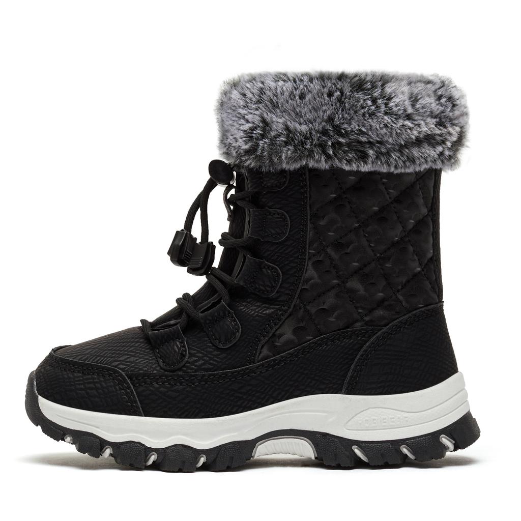 HOBIBEAR Kids Snow Boots Waterproof Outdoor Winter Shoes Warm Faux Fur Lined Elastic Band Boots