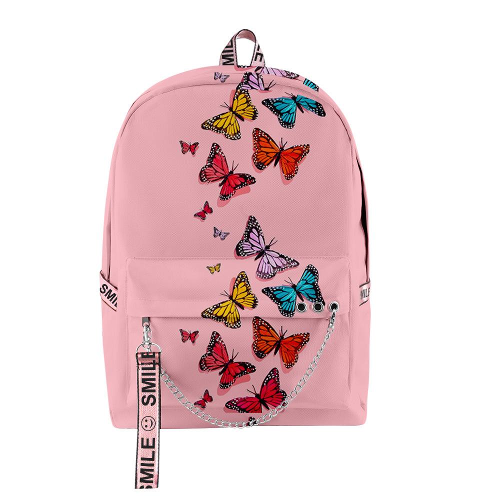 Cartoon Youthful School Bags Unisex Funny Butterfly Travel Bags 3D Print Oxford Waterproof Notebook Shoulder Backpacks