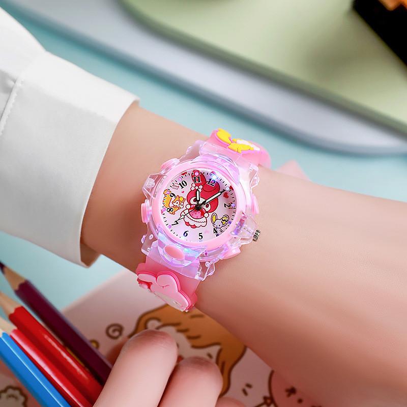 Hello Kitty Kinder-Quarz-Uhr mit Nachtlicht und Silikonarmband für Kinder Geschenk