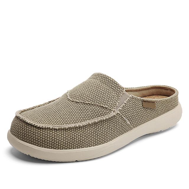 Summer Men Slippers Classic Outdoor Slip-on Canvas Shoes Men Light Breathable Flat Loafers Soft Indoor Home Casual Slippers