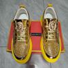 Fashion Men's Gold Rhinestone Casual Shoes White Platform Breathable Full with Sneakers Diamond Skates