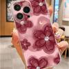 Red Bean Flower Anti-Fall Transparent Case for iPhone 14/15/16/17 Pro Max Series