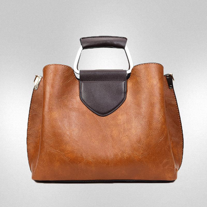 New street trend contrasting colors large capacity horizontal square PU shoulder crossbody portable mother and child bag