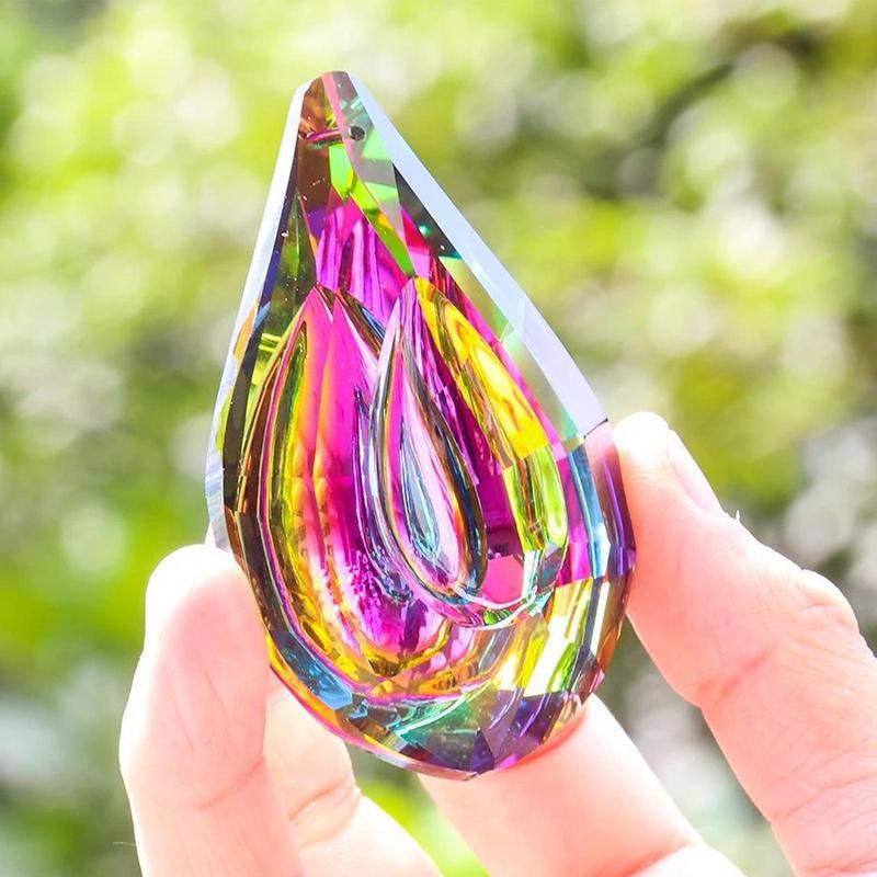 Kristallprisma, oval, für Kronleuchter, Kristall, zum Aufhängen, DIY, Sonnenfänger, Anhänger, Regenbogenmacher, 1 Stück