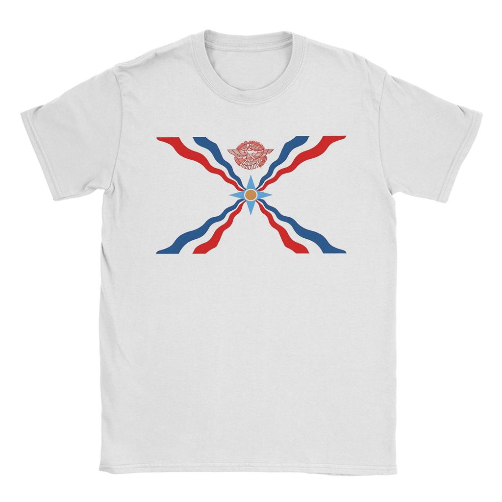 Assyrian Flag TShirts Men Crazy Cotton Tees O Neck Short Sleeve T Shirts Printed Clothing