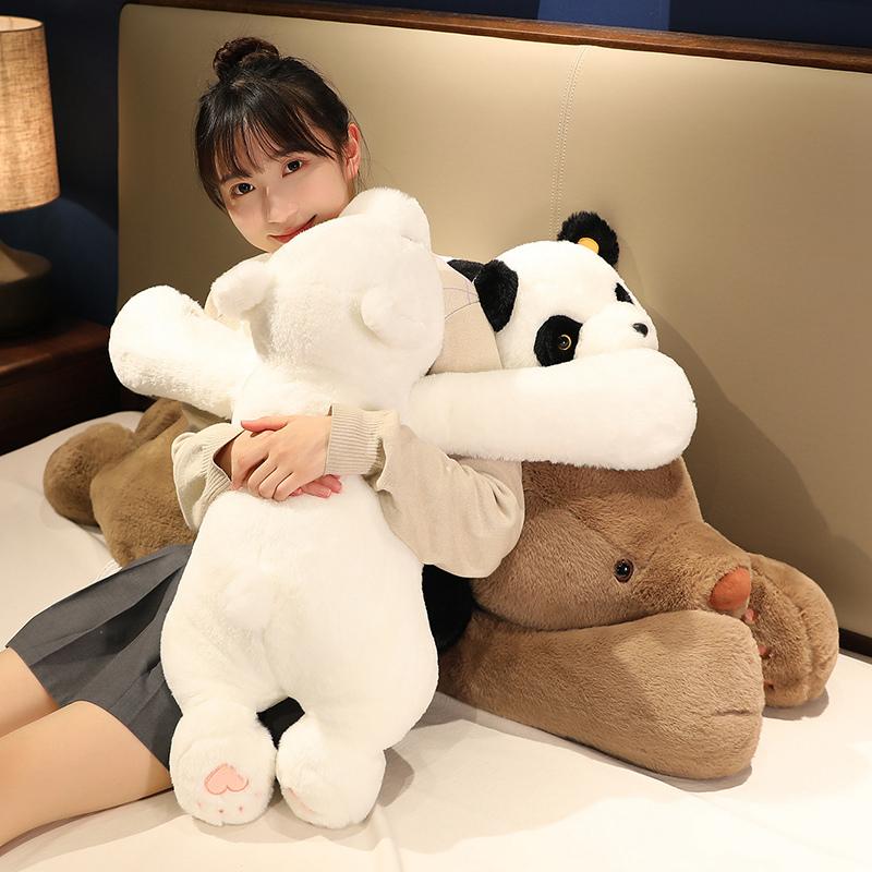 Wucifang Bags Unisex 65-120Cm Giant Lying Long Arm Polar Bear Pillow Soft Stuffed Kawaii Panda Dolls For Bed Cushion Gifts