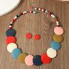 Nuovo Set di Gioielli Collana e Orecchini in Perline di Legno Rotonde Geometriche Colorate Bohemien per Accessori Festa Vacanza Donna