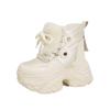 Fashion 10CM Genuine Leather Vulcanize Fashion Thick Bottom Women Chunky Sneakers Platform Wedge Causal Winter Plush Autumn Shoes