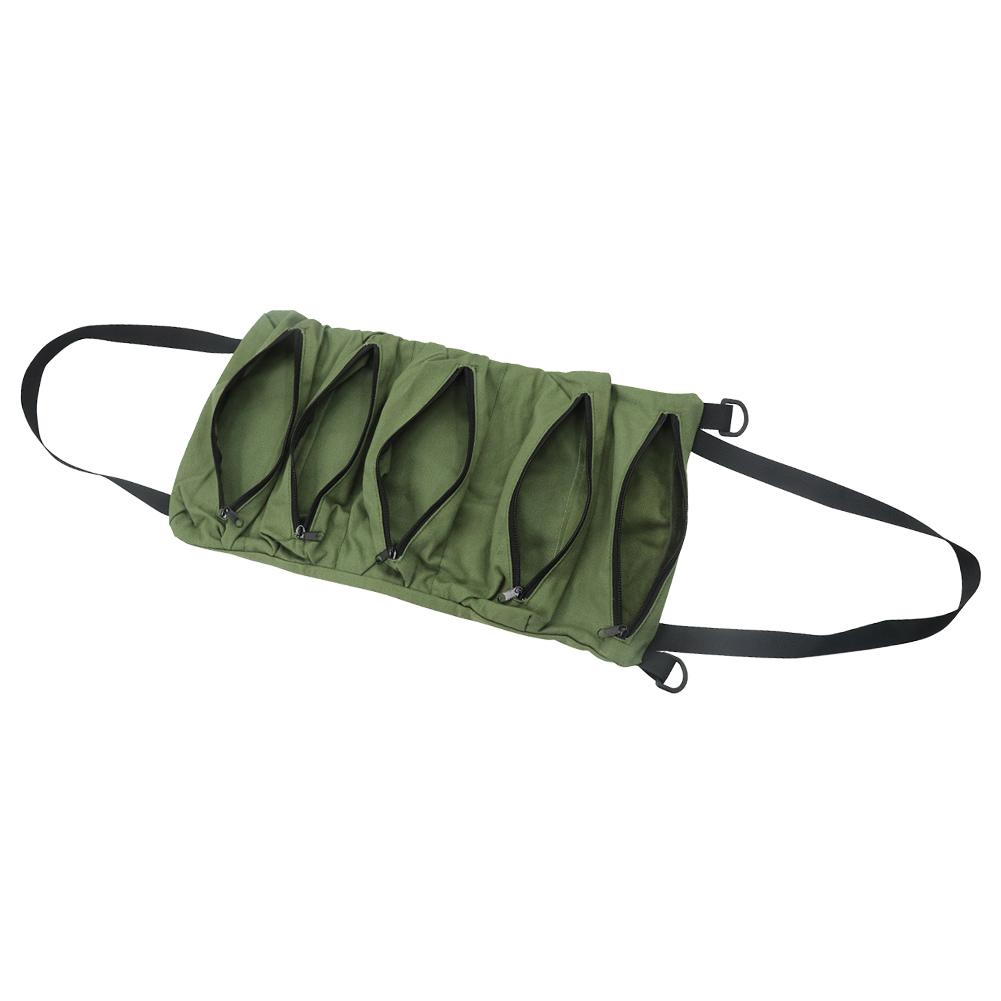 Oxford Cloth Wrench Tool Organizer Bucket Zipper Hanging Roll Up Tool Bag Multi-pocket Wrench Roll for Car Automotive Motorcycle зелёный