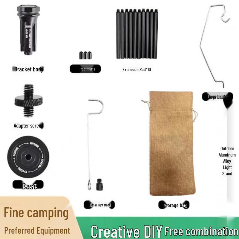 Outdoor Foldable Aluminum Alloy Tactical Lamp Stand for Camping