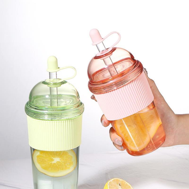 630Ml Large Capacity Household Juice Cup Straw Milk Cup Coffee Milk Tea Cup Ins Feng Shui Cup Office Worker Juice Cup