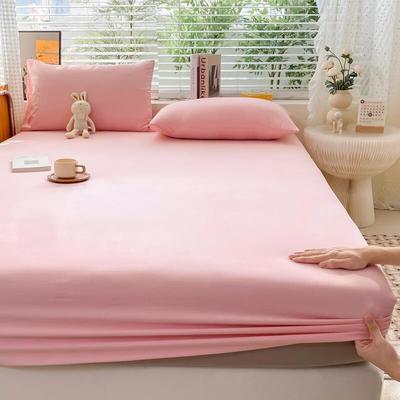 Cotton Bedding Fitted Sheet Elastic Band Around Mattress Cover Single Double King Queen Size Solid Color Bed Cover No Pillowcase