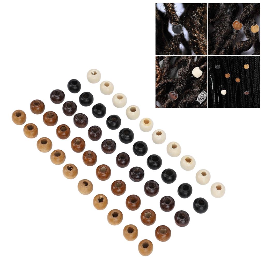 50 Stück Holz Bartperlen DIY Elegante Dreadlocks Perlen Anhänger für Haarflechten Armband Halskette