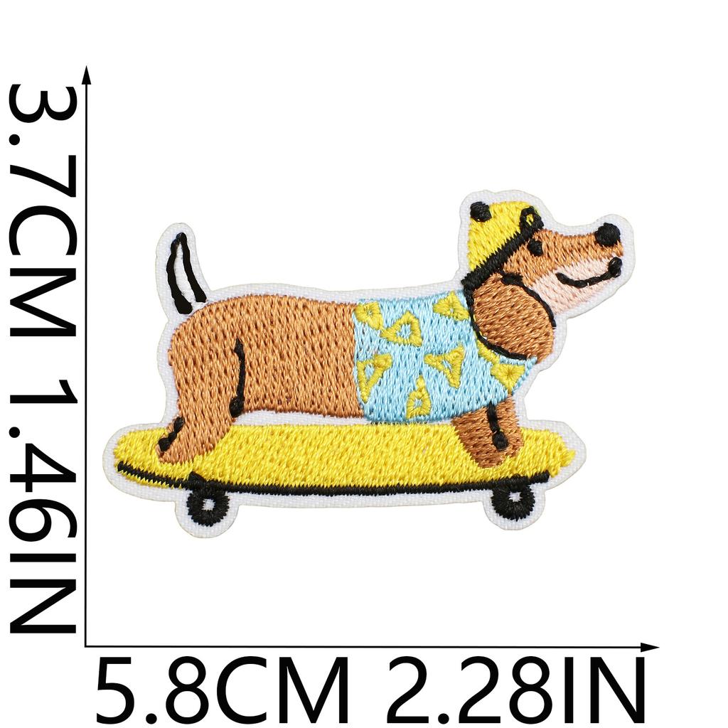 Korean Cute Dachshund Dog Embroidery Cloth Sticker Diy Bag Dress Up Puppy Patch Sticker Computer Embroidery Zhang Zai Ironing
