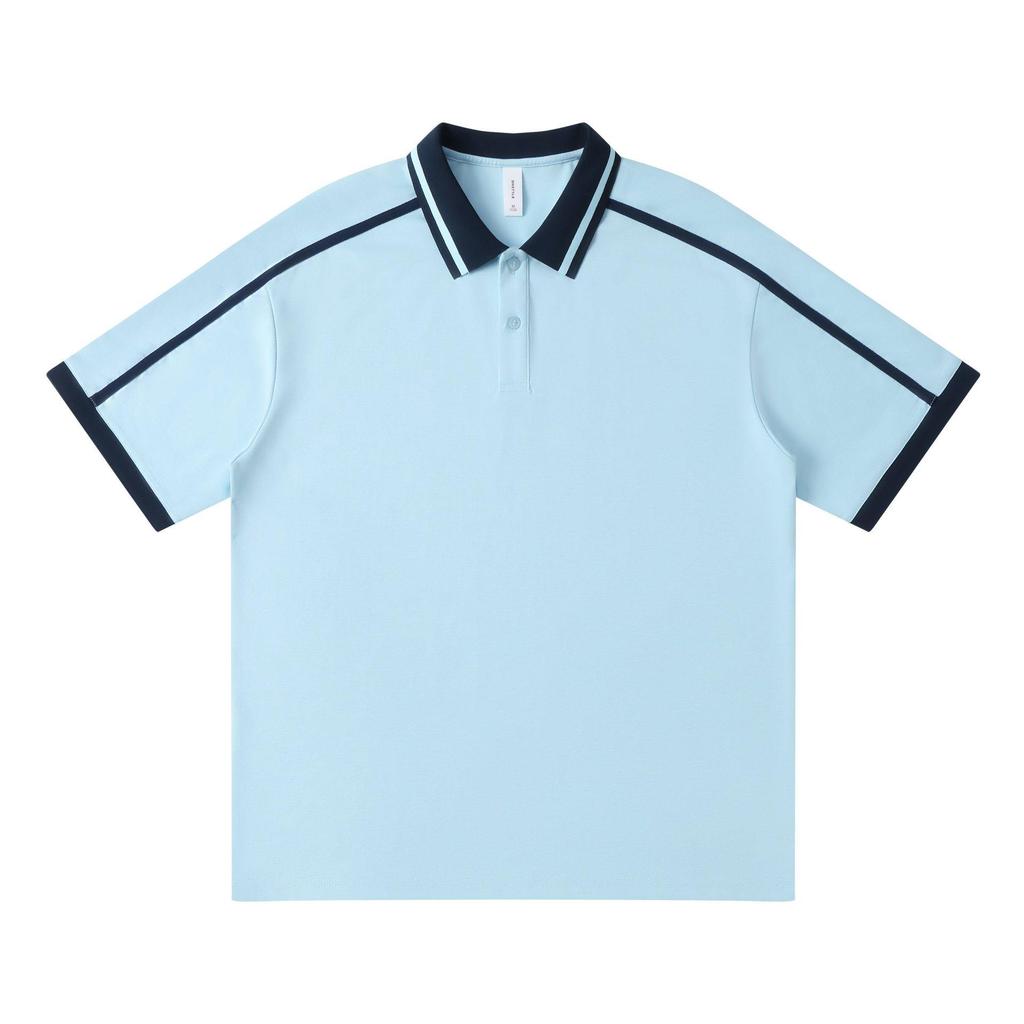 Trendy Color-Block Collar Polo: Unisex Casual Woven Tape Workwear - DIY Customizable