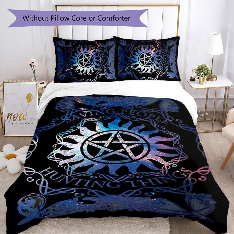 Supernatural 3pcs Bedding Set Duvet Cover Closure Includes 1 Duvet Cover & 2 Pillowcases for All Seasons Bedroom Home Dorm Decor