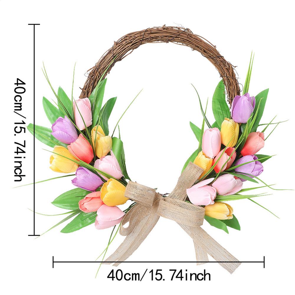 Spring Wreath Artificial Floral Decor Spring Flower Wreath for Living Room Bedroom Indoor Outdoor Home Window Wall Wedding