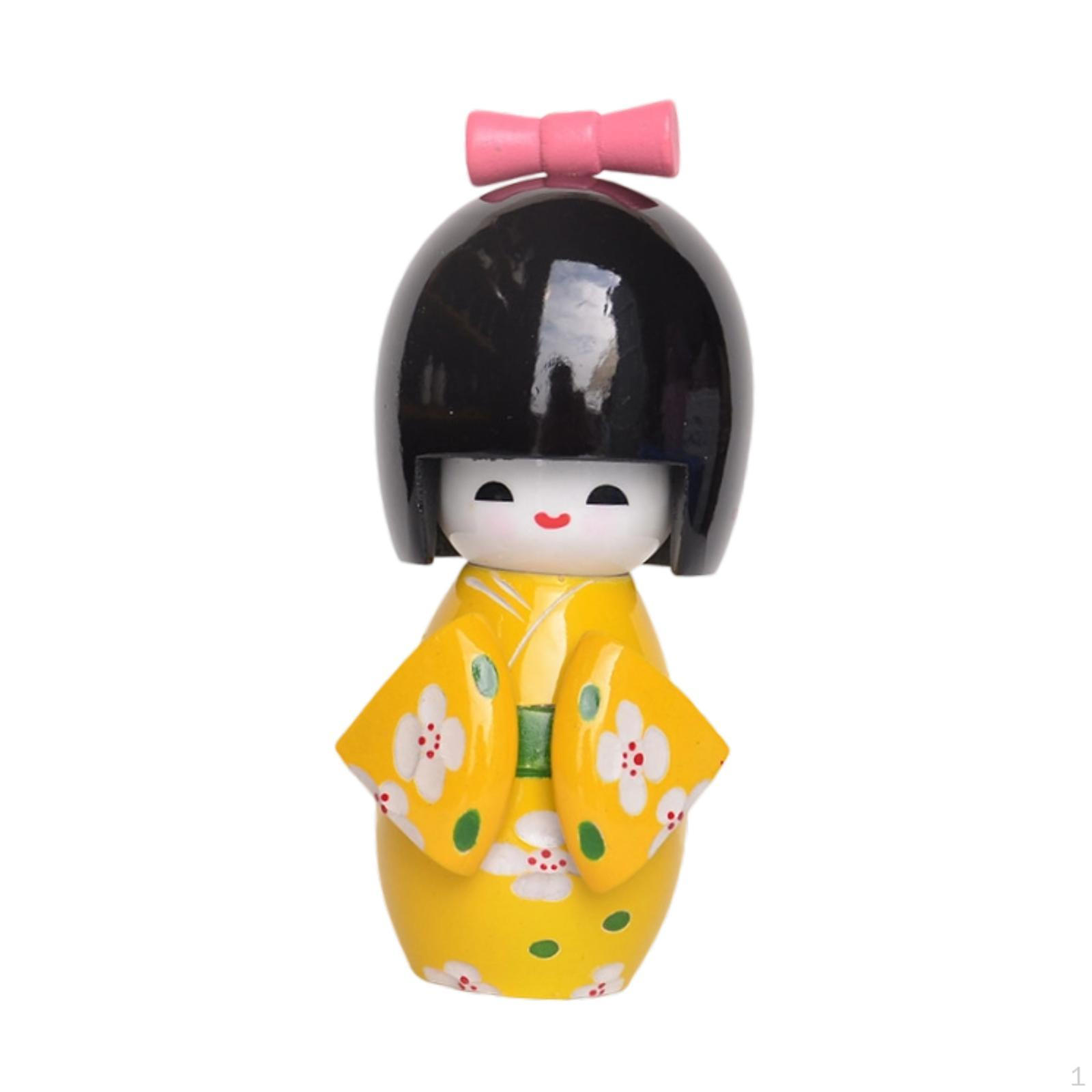 Традиционное японское кимоно, кукла гейши, настольная миниатюрная статуэтка 7 дюймов, деревянная азиатская фигурка Кабуки жёлтый