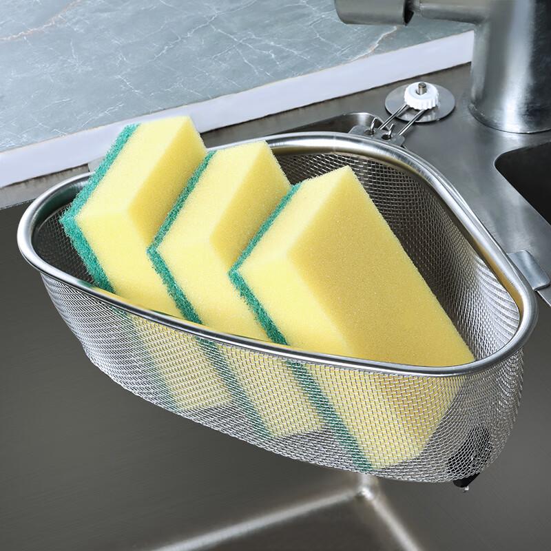 Baijie Triangular Sink Strainer, Stainless Steel Kitchen Utensil, Multifunctional Drain, Food Waste Collector, Storage Rack