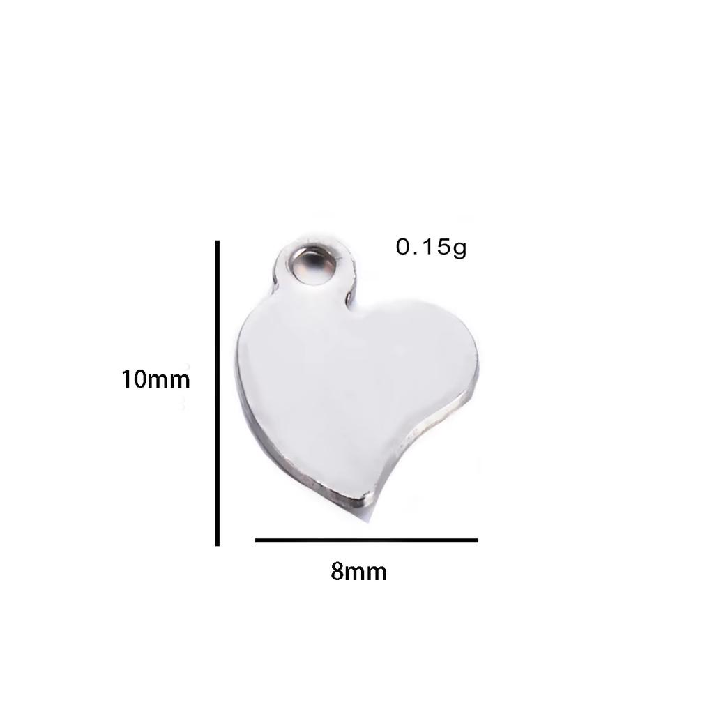 20 Stück/Los Edelstahl Herz Quadratische Form Kleine Leere Anhänger Charms für DIY Schmuckherstellung Personalisierte Namenslogo Scheibe 3 Farben