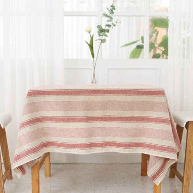 

Hemp Linen Red Striped Tablecloth 2 people (105x105cm)