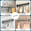 Adhesive Wall Rail with Hanging Positions, Carbon Steel Kitchen Storage Rack for Neat Home Cooking Spaces and Clear Counters