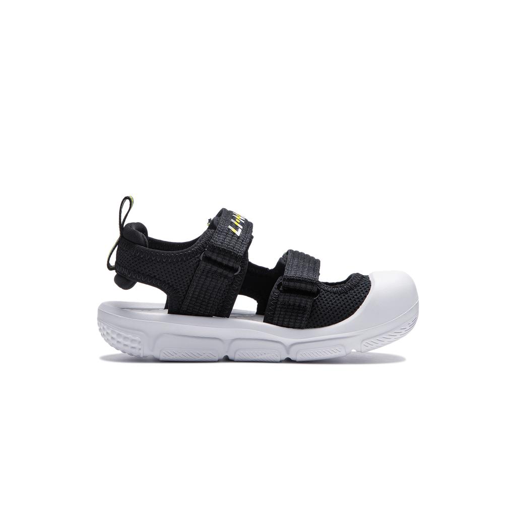 Li Ning Kids Synthetic Leather Letter Hollow Sandals Kids Sandals Black YKKU020-3