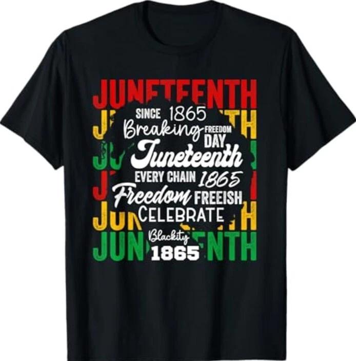 

Juneteenth 1865 Afro Freedom Breaking Chains Freeish Roots T-Shirt S