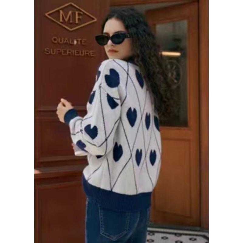 

Ретро ромбовидный свитер с любовью женский осенне-зимний новый свободный мягкий восковой свитер с жаккардовым пуловером с круглым вырезом вязаный свитер базовая кофта One Size