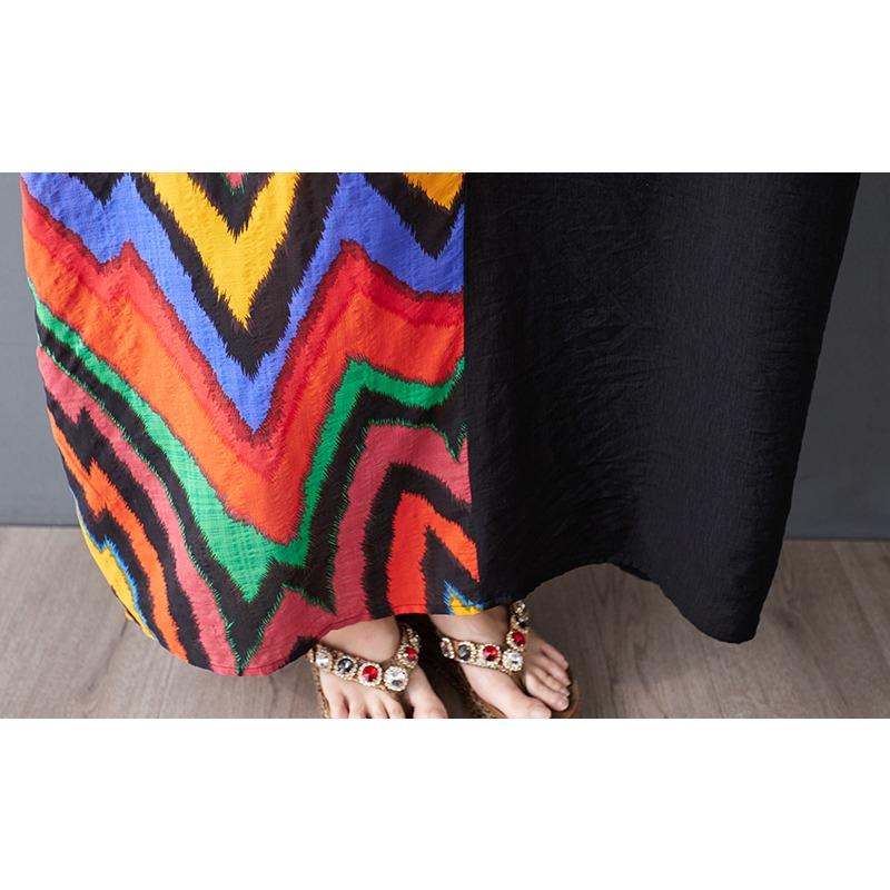 DIMANAF 2025 Women New Summer Plus Size Dress Loose Printing Pocket Basic Casual Long Dress Oversized